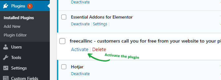 activate the live chat alternative plugin to your wordpress website