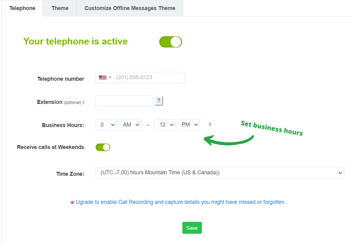 set business hours to your live chat alternative widget