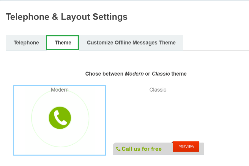 telephone layout theme customize your live chat alternative widget
